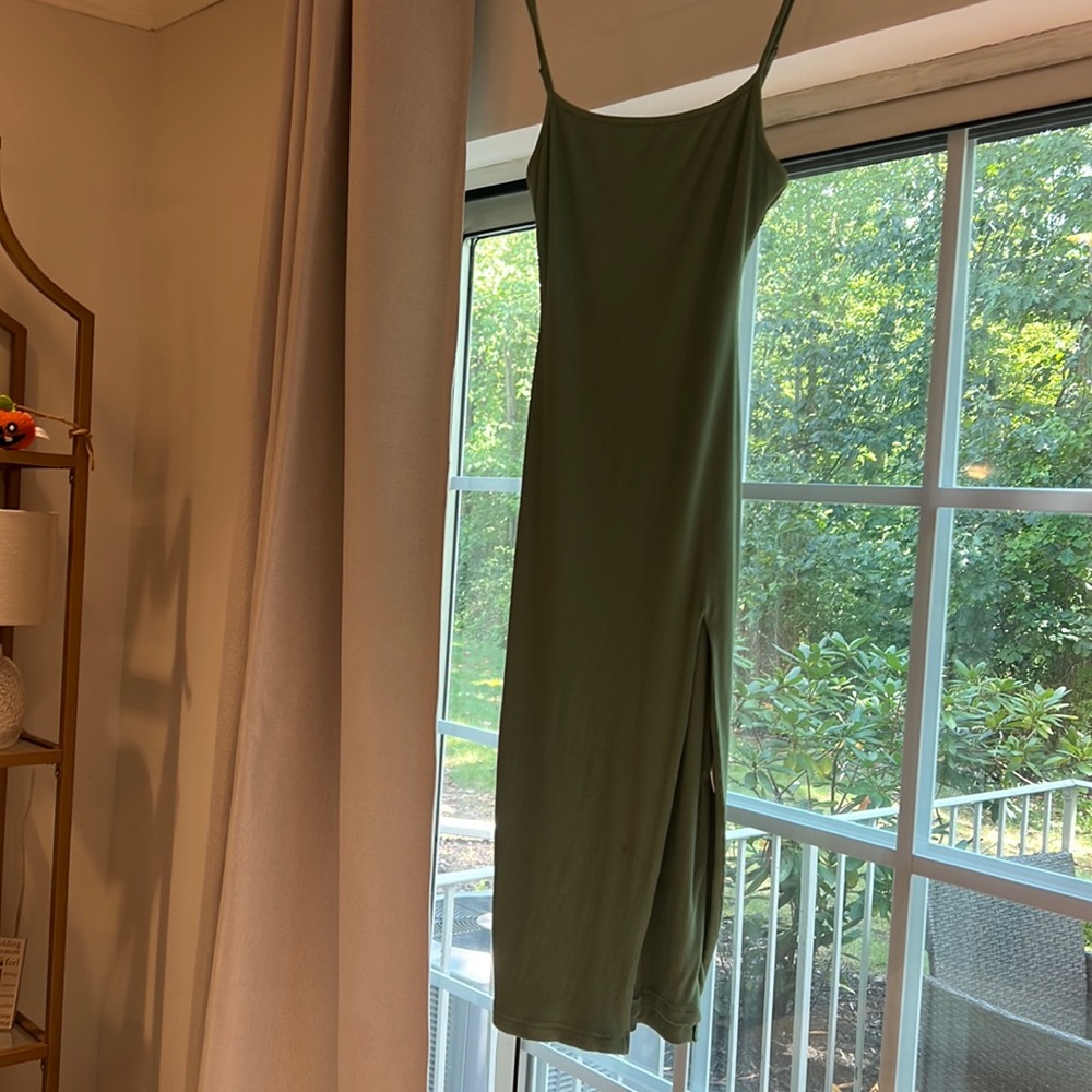 Revolve green slit dress